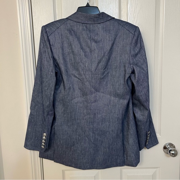 Veronica Beard Dale Linen Blend Dickey Jacket in Blue Melange Size 12 - Picture 12 of 15